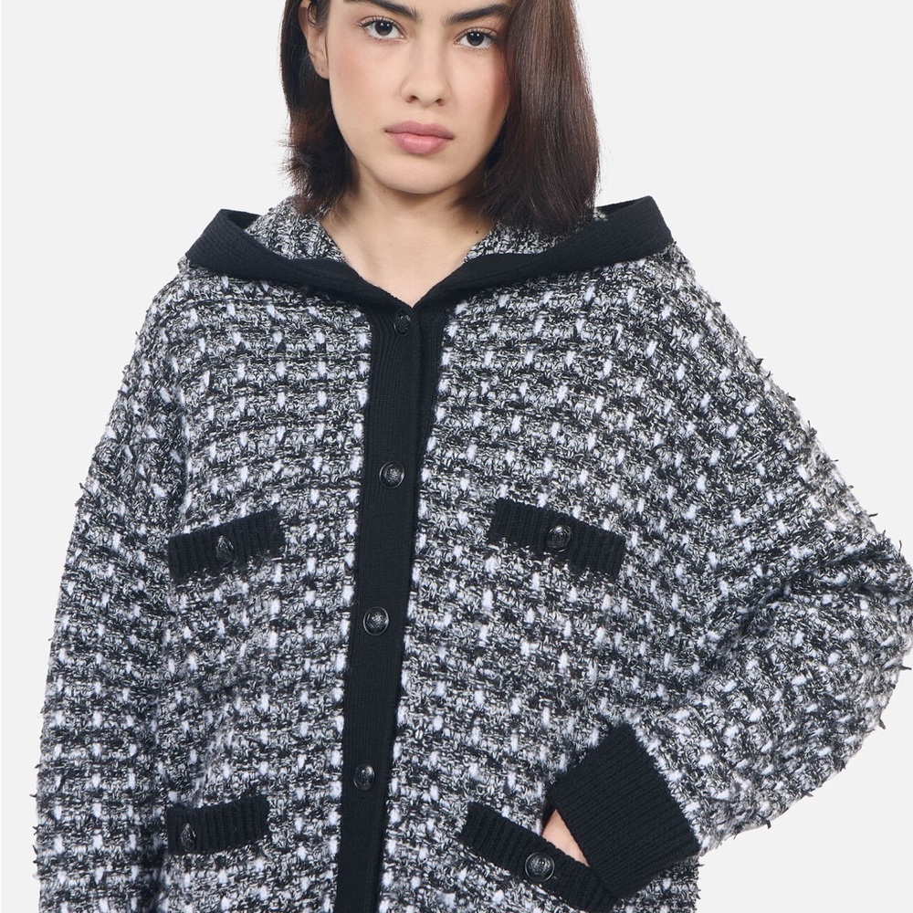 ba&sh Black and White Geometric Cape